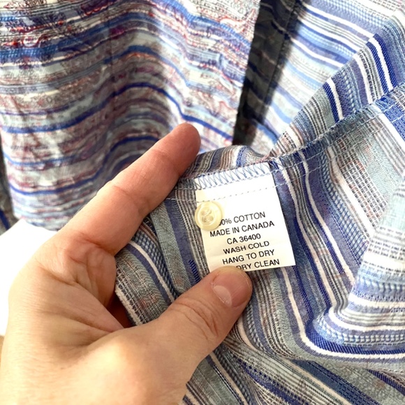 Cotton Floral Blue Paisley Button Front Tailored Blouse Envelōp Jim Smith - Picture 8 of 9